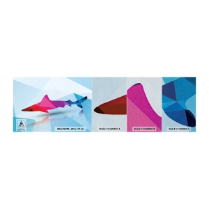 Prøve Fototapet Premium Sand - En haj i et krystallinsk rum - Dyr, Haj, Geometrisk figur - 100x30 cm