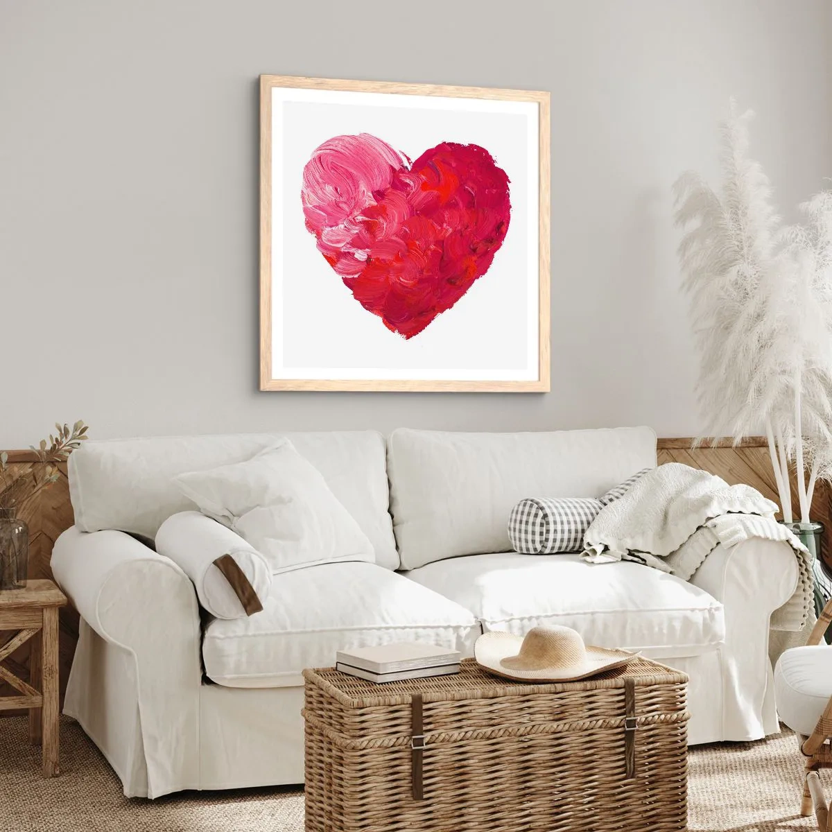 Plakat i ramme af lyst egetræ - All you need is love - 40x40 cm