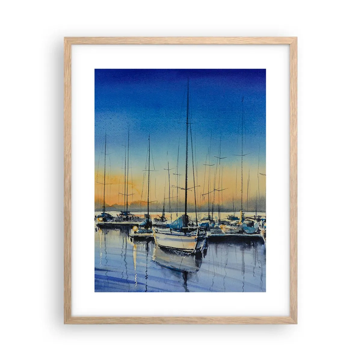 Plakat i ramme af lyst egetræ - Slutningen på en god dag - 40x50 cm