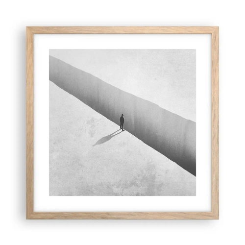 Plakat i ramme af lyst egetræ - Lys destination - 40x40 cm