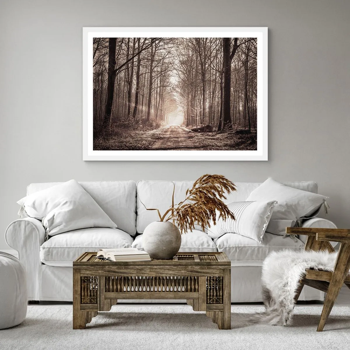 Plakat i hvid ramme - Skovkatedralen - 40x40 cm