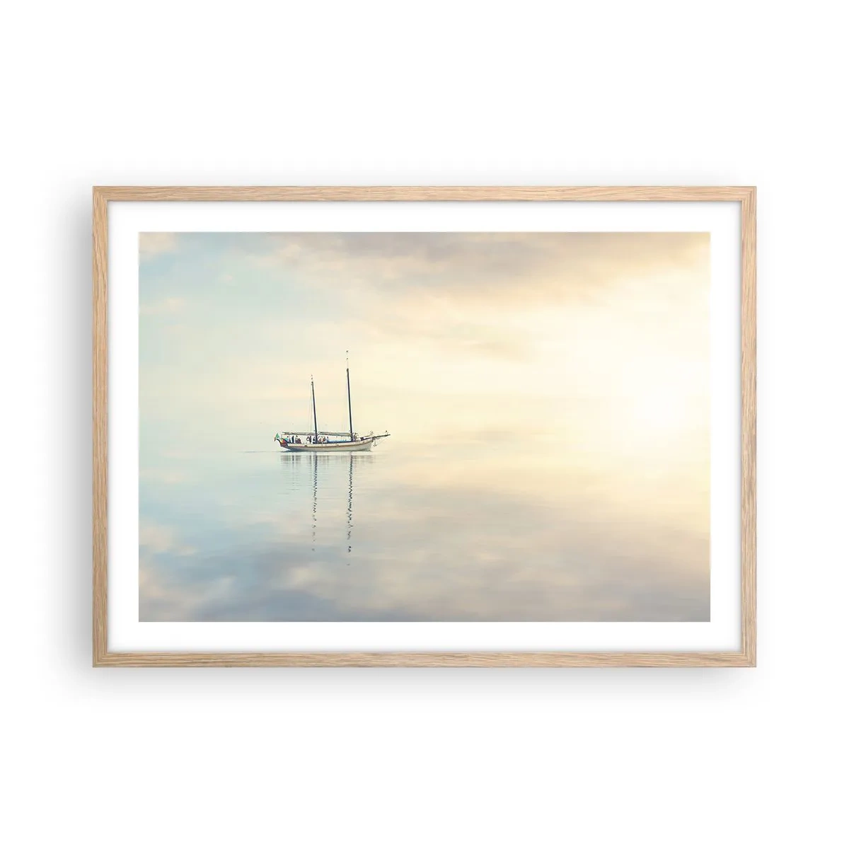 Plakat i ramme af lyst egetræ - I et hav af stilhed - 70x50 cm