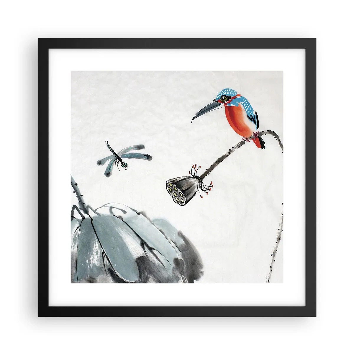 Plakat i sort ramme - Engenes liv - 40x40 cm