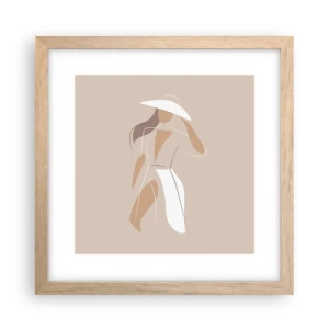Plakat i ramme af lyst egetræ - Mode er sjovt - 30x30 cm