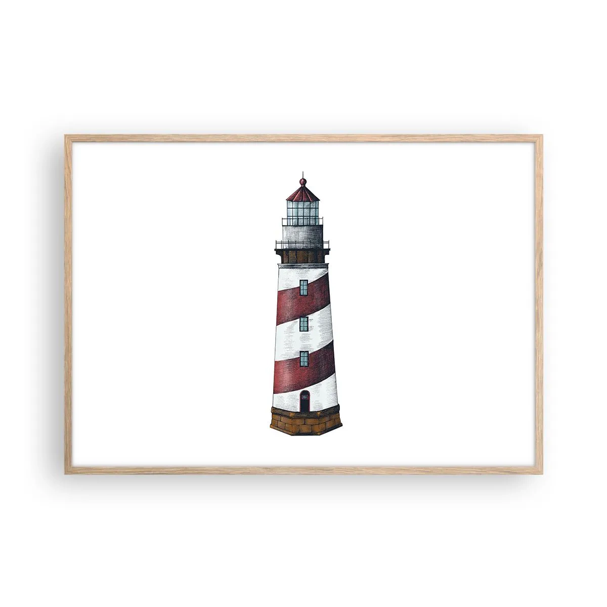 Plakat i ramme af lyst egetræ - Altid på vagt - 100x70 cm