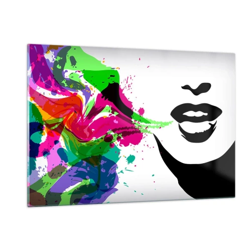 Billede på glas - En historie i alle regnbuens farver - 120x80 cm