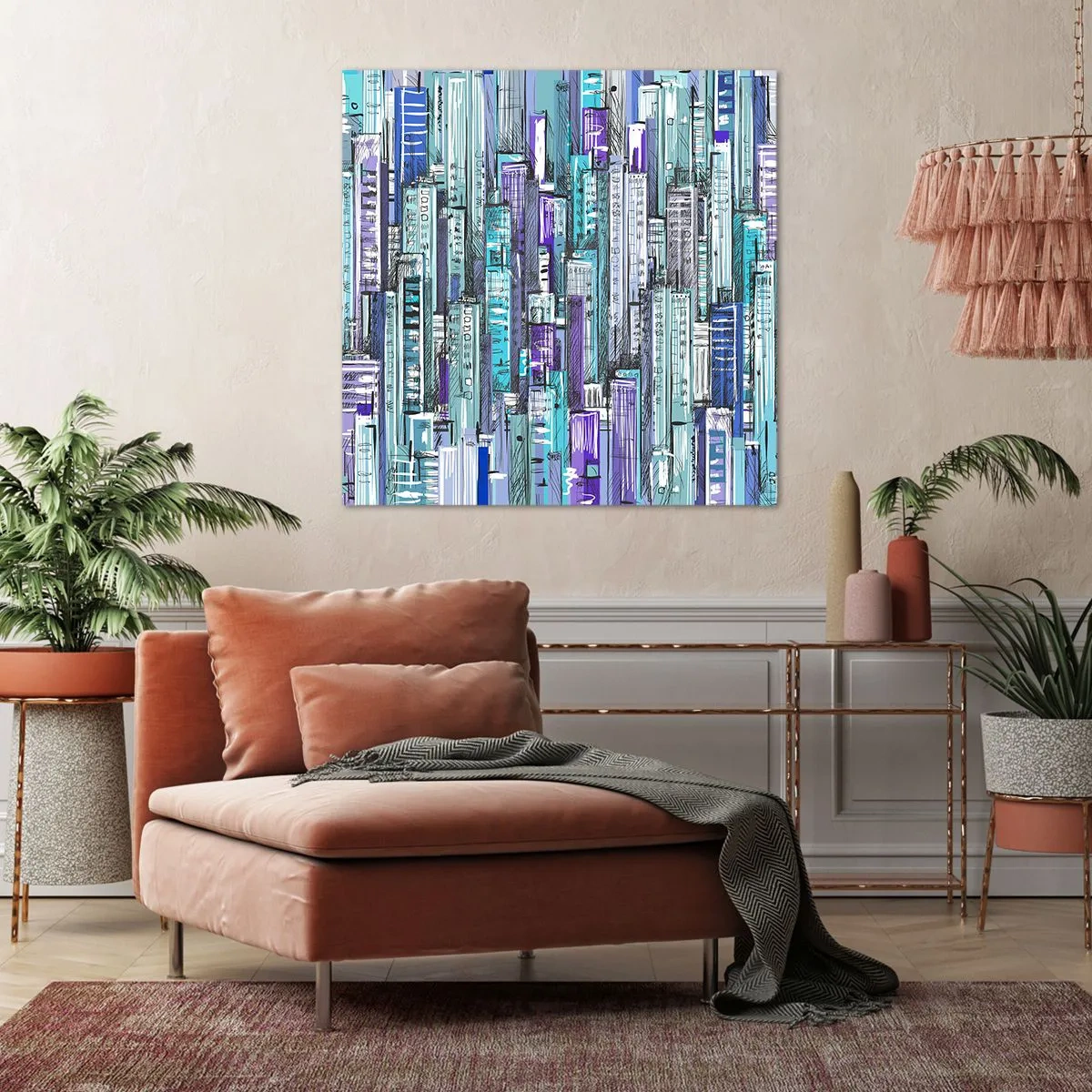 Lærredstryk - Billede på lærred - Blå fra himlen - 60x60 cm