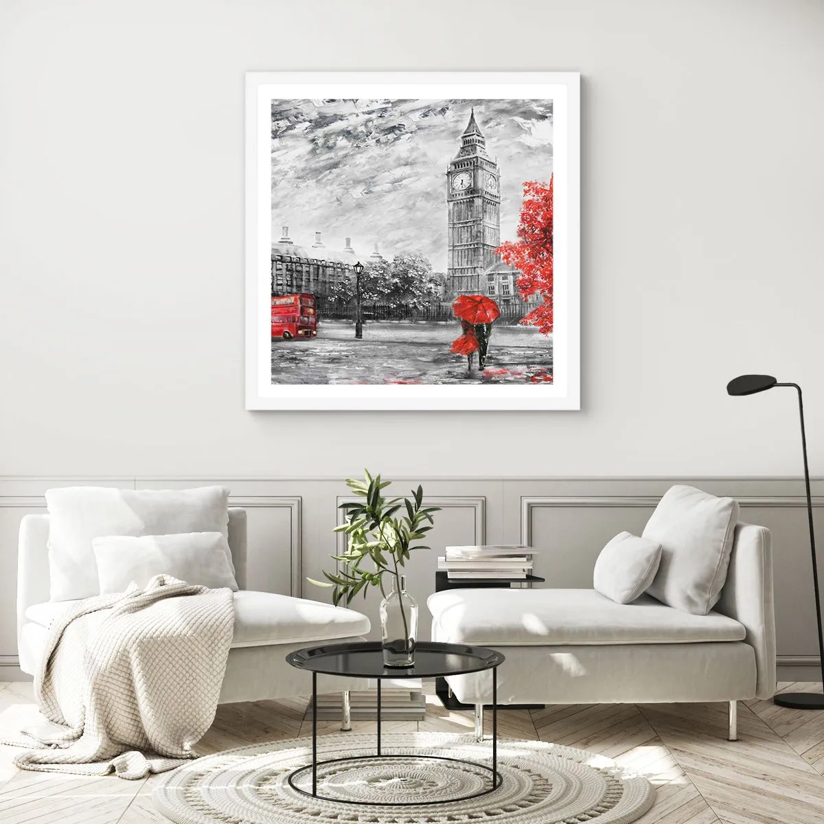 Plakat i hvid ramme - En spændende dag - 30x30 cm