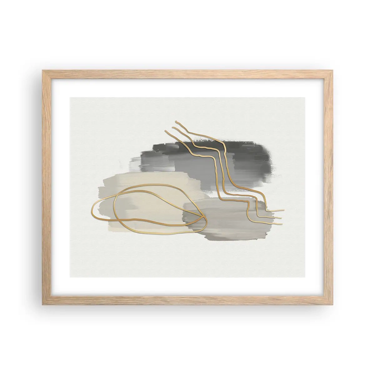 Plakat i ramme af lyst egetræ - Vedholdenhed og bevægelse - 50x40 cm