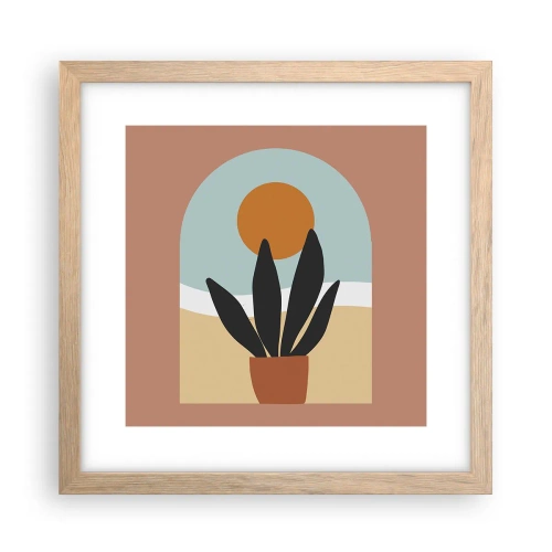 Plakat i ramme af lyst egetræ - Små glæder - 30x30 cm