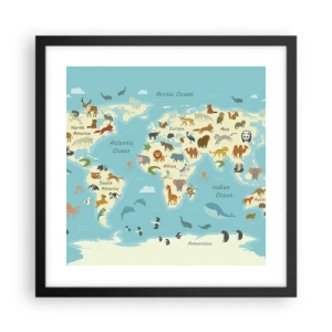 Plakat i sort ramme - Gode naboer - 40x40 cm