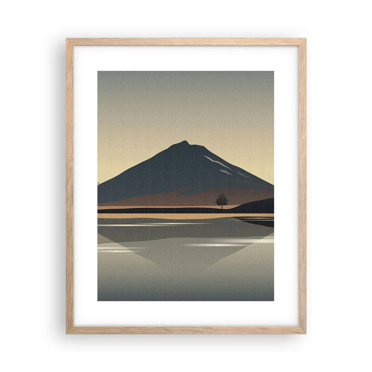 Plakat i ramme af lyst egetræ - Spejlrefleksion - 40x50 cm