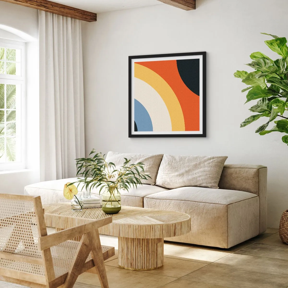 Plakat i sort ramme - Over for hinanden - 30x30 cm