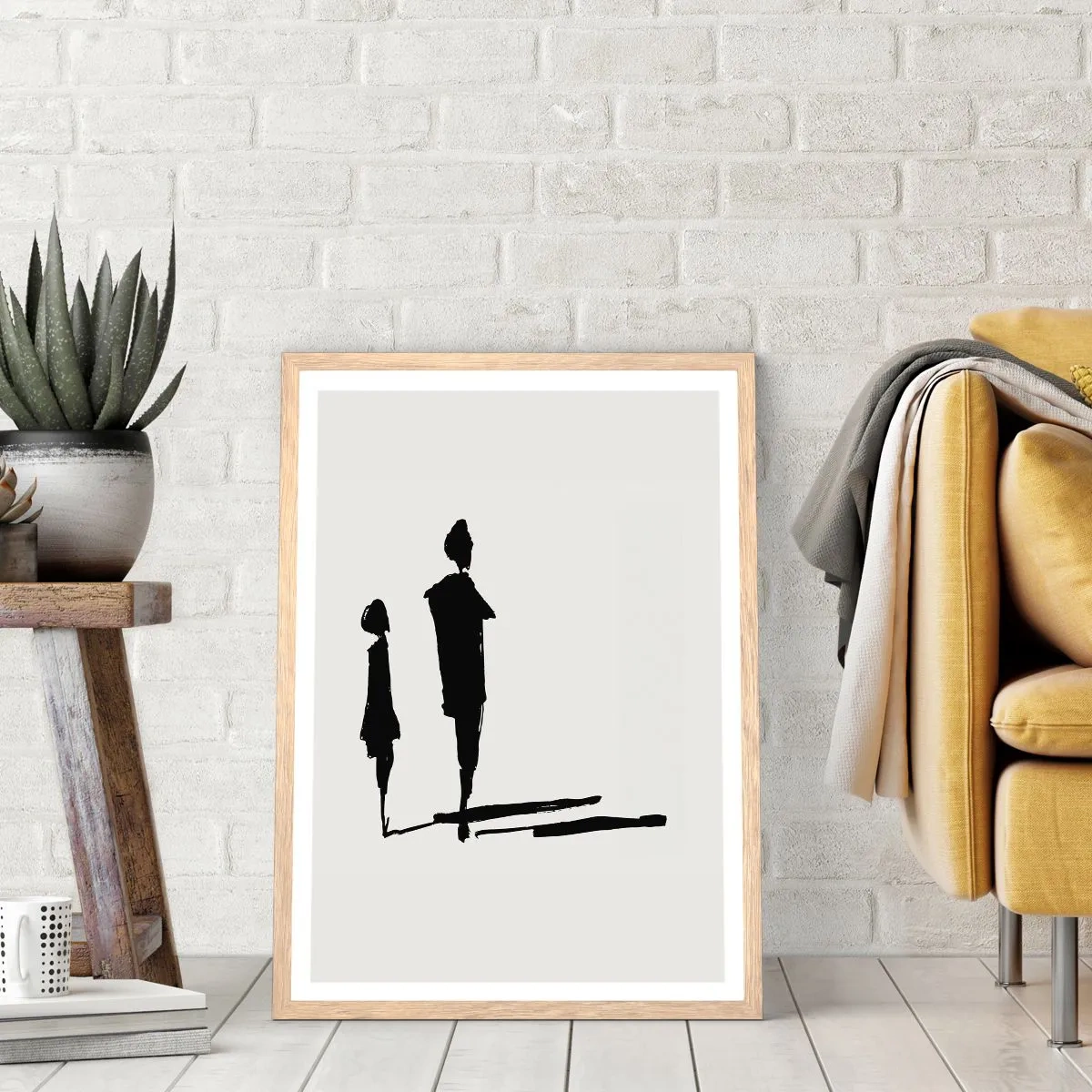 Plakat i ramme af lyst egetræ - Sikkert sammen? - 40x50 cm