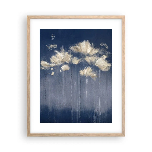 Plakat i ramme af lyst egetræ - Som kronblade i vinden - 40x50 cm