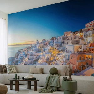 Fototapet Premium Sand - Essensen af græskhed - Santorini, Arkitektur, Grækenland - 350x256 cm