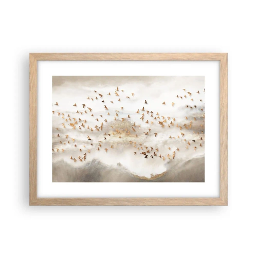 Plakat i ramme af lyst egetræ - Det er på tide... - 40x30 cm