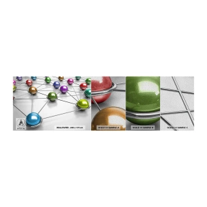 Prøve Fototapet Premium Sand - Kosmisk net - Abstraktion, Metal bolde, 3D - 100x30 cm