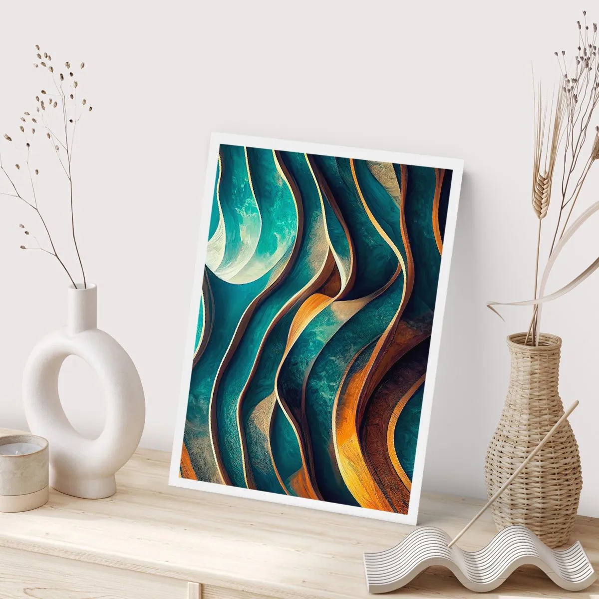 Plakat - Slyngninger af blåt - 70x100 cm