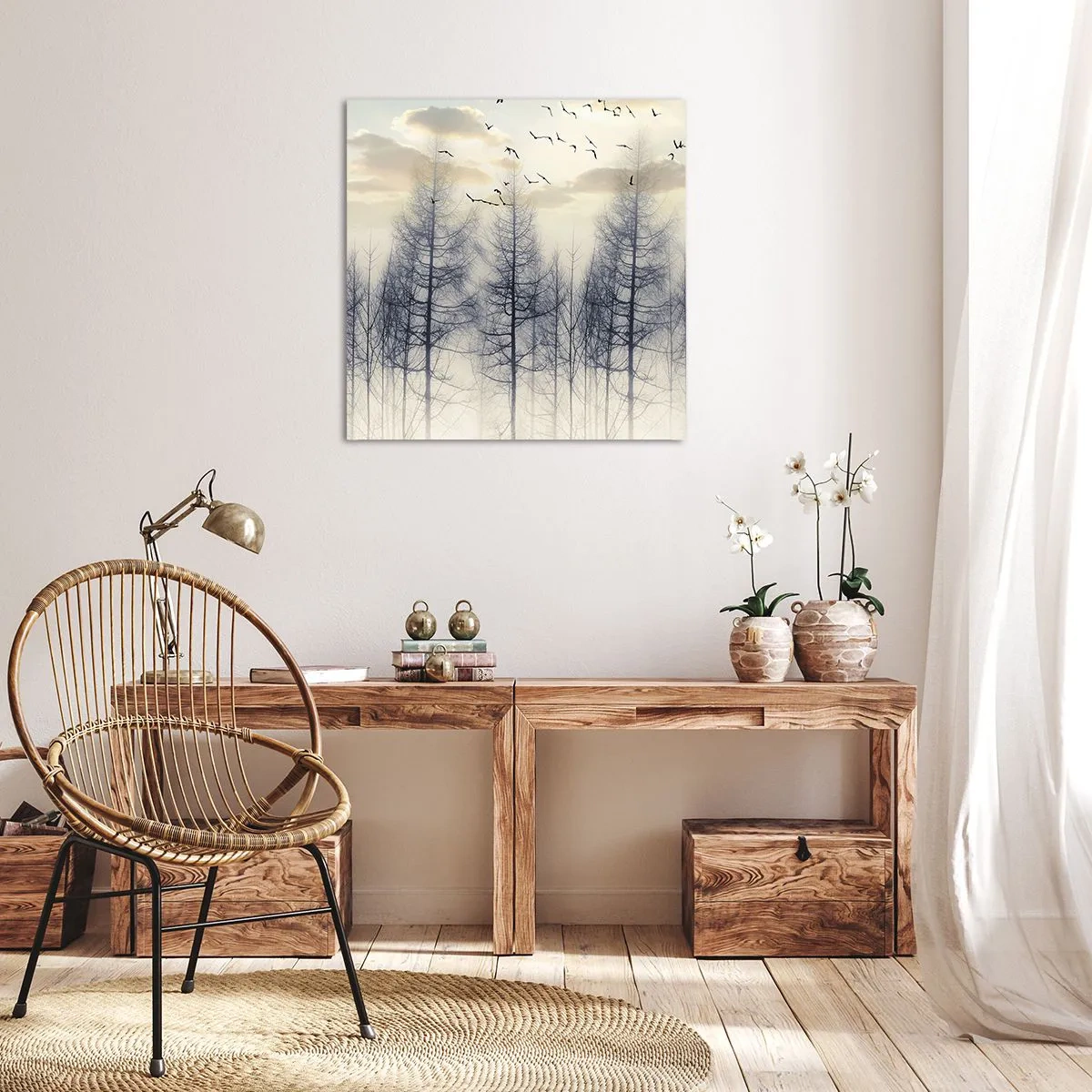 Lærredstryk - Billede på lærred - Skovånder - 70x70 cm