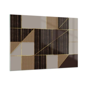 Billede på glas - En mosaik af brune og gyldne farver - 100x70 cm