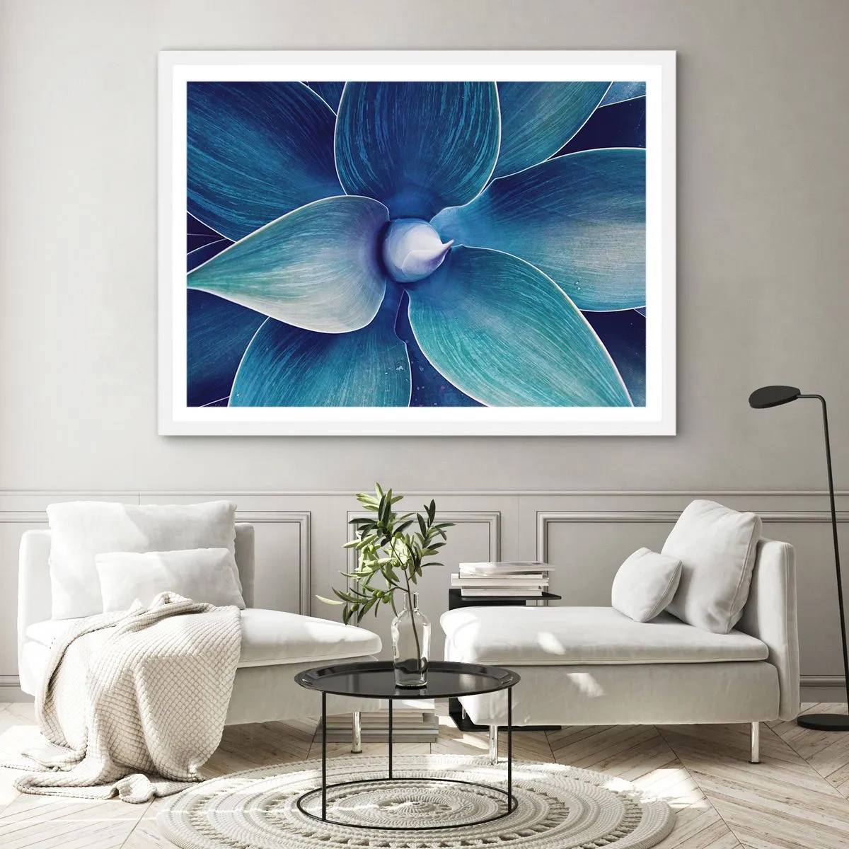 Plakat i hvid ramme - Blå fra himlen - 50x40 cm
