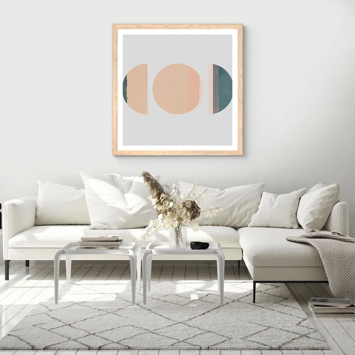 Plakat i ramme af lyst egetræ - Hjul for hjul - 60x60 cm