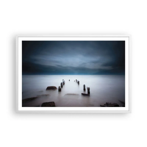 Plakat i hvid ramme - En betænksom sø - 91x61 cm