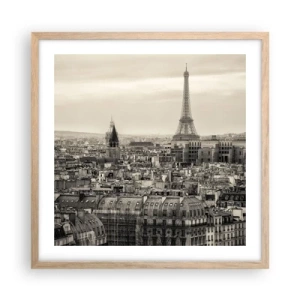 Plakat i ramme af lyst egetræ - Over Paris' hustage - 50x50 cm