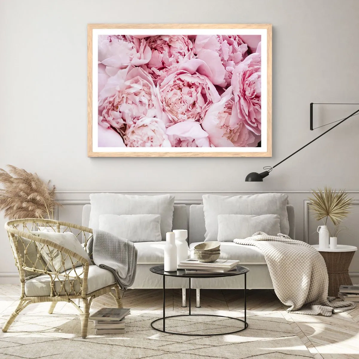 Plakat i ramme af lyst egetræ - Hyggeligt og velduftende - 91x61 cm