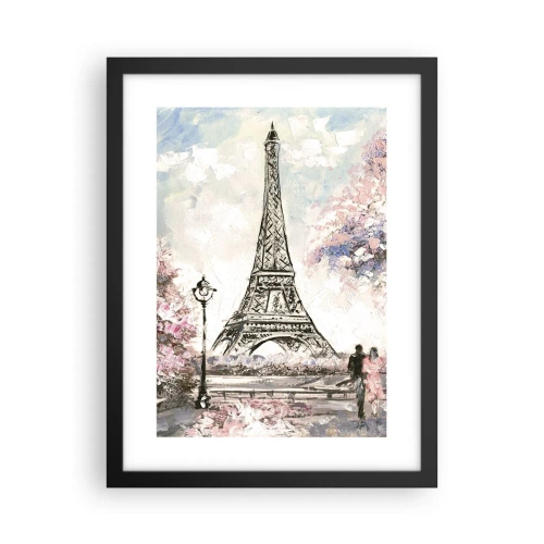 Plakat i sort ramme - April gåtur rundt i Paris - 30x40 cm