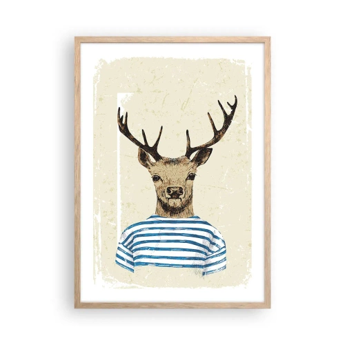 Plakat i ramme af lyst egetræ - Fordi jeg kan lide stribede skjorter! - 50x70 cm