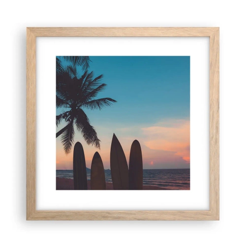 Plakat i ramme af lyst egetræ - I morgen bliver også sjovt - 30x30 cm