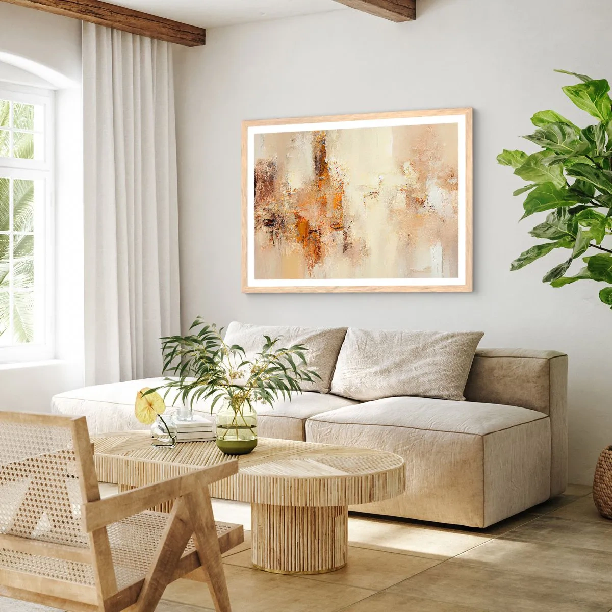 Plakat i ramme af lyst egetræ - Ravets sjæl - 100x70 cm