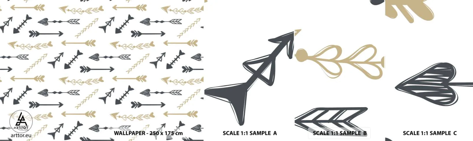 Fototapet Prøve Standard Eco - Skyttens drøm - Abstraktion, Pil, Boho - 100x30 cm