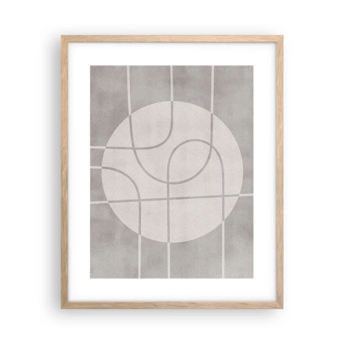 Plakat i ramme af lyst egetræ - Cirkulær og lige frem - 40x50 cm