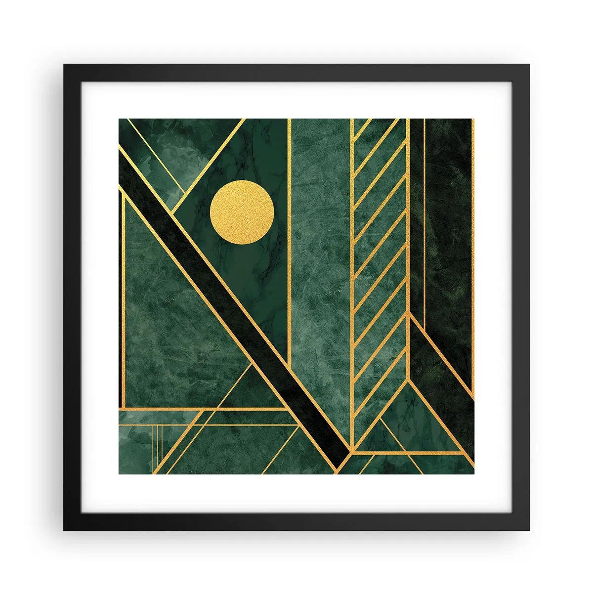 Plakat i sort ramme - Dynamikken i guld og azurblå - 40x40 cm