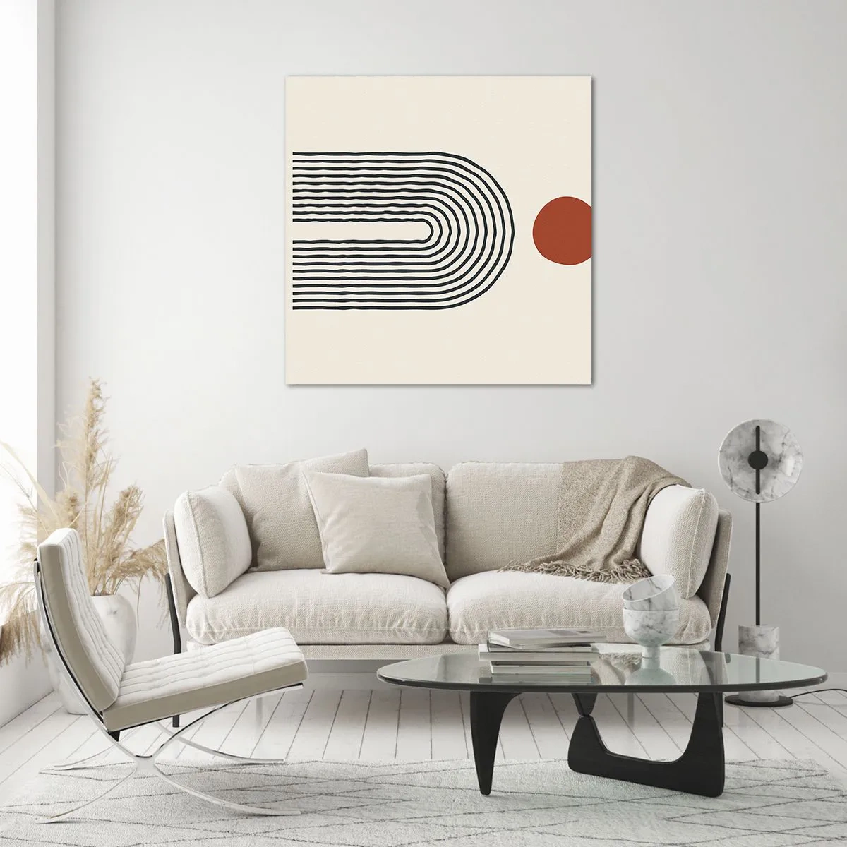 Billede på glas - Magnetisme af former og farver - 50x50 cm