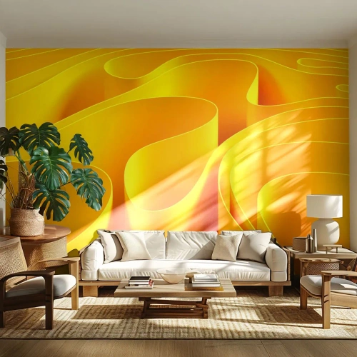 Fototapet Premium Canvas - Som solens bølger - 3D, Moderne, Linjer - 300x210 cm