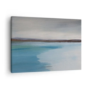 Lærredstryk - Billede på lærred - Et minimalistisk landskab med vandlinje og horisont - 70x50cm - Horisontalt landskab - Moderne vægdekoration til stue og soveværelse ARTTOR
