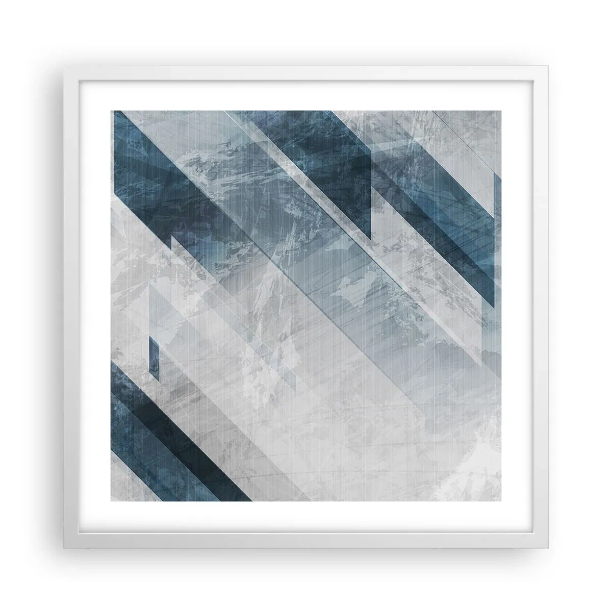 Plakat i hvid ramme - Rumlig komposition - bevægelse af gråtoner - 50x50 cm
