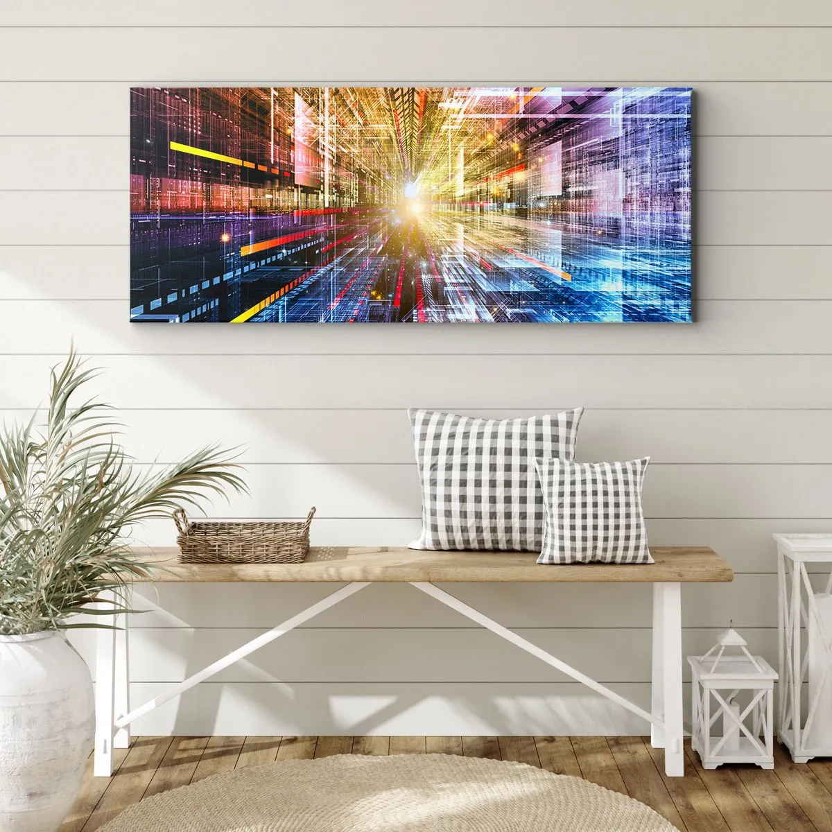 Lærredstryk - Billede på lærred - Lysende korridor - 120x50 cm