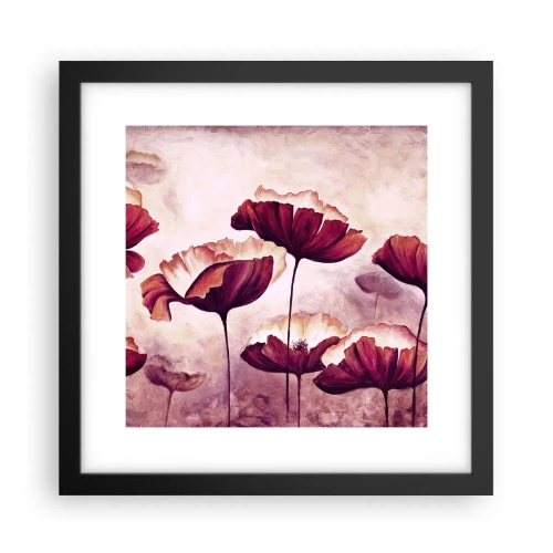 Plakat i sort ramme - Rød og hvid flage - 30x30 cm