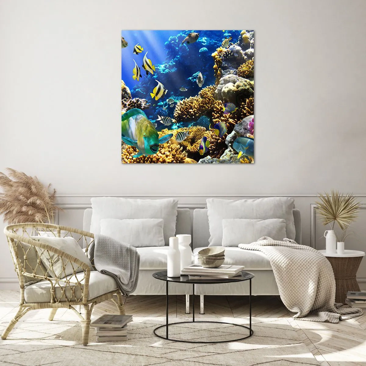 Billede på glas - Tung trafik på feriestien - 70x70 cm