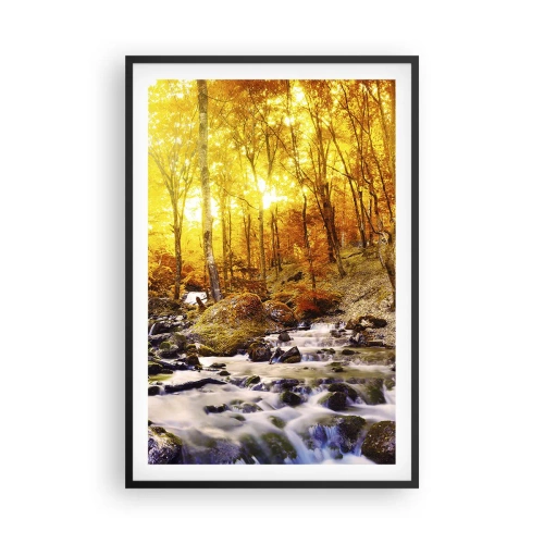 Plakat i sort ramme - Sten indfattet i guld og platin - 61x91 cm