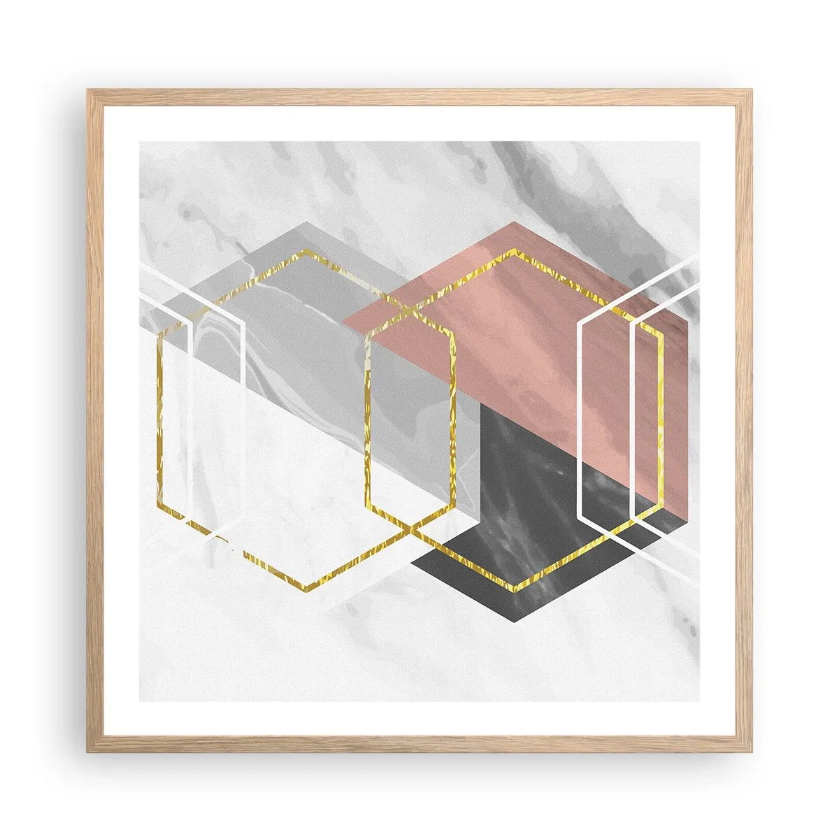 Plakat i ramme af lyst egetræ - Kædesammensætning - 60x60 cm