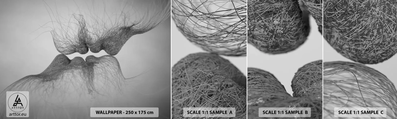Fototapet Prøve Standard Eco - Vindens kys - Abstraktion, Grafik, Elsker - 100x30 cm