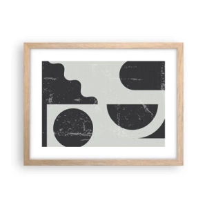 Plakat i ramme af lyst egetræ - Komposition over og under - 40x30 cm