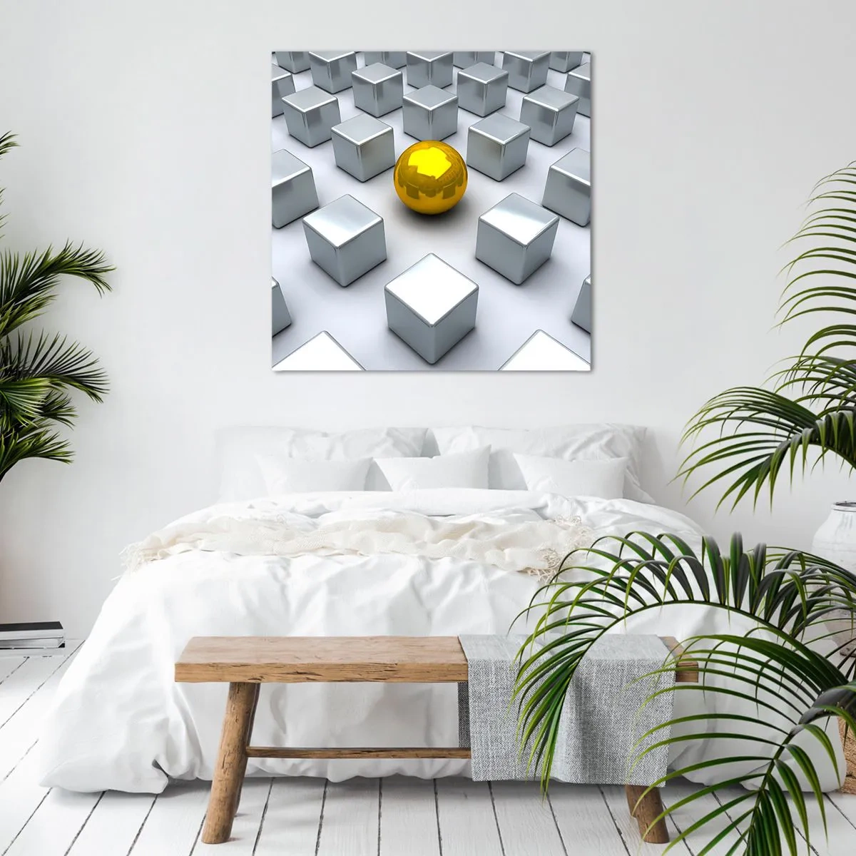 Lærredstryk - Billede på lærred - Hvorfor mig? Geometrisk sammensætning - 40x40 cm