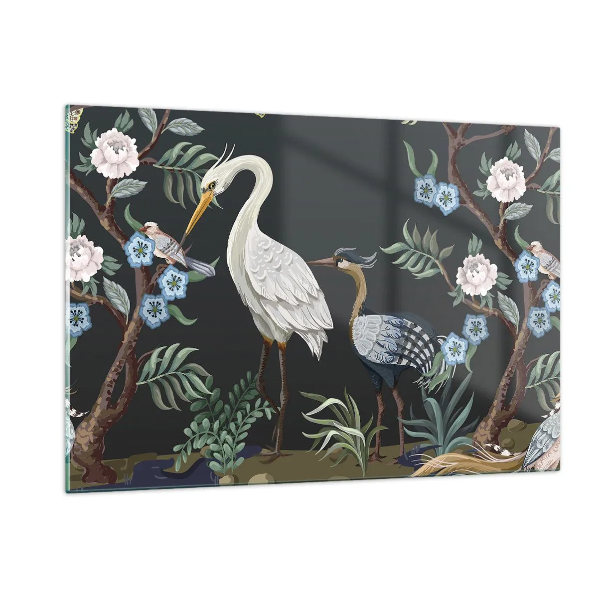 Billede på glas - Fugleparade - 120x80 cm